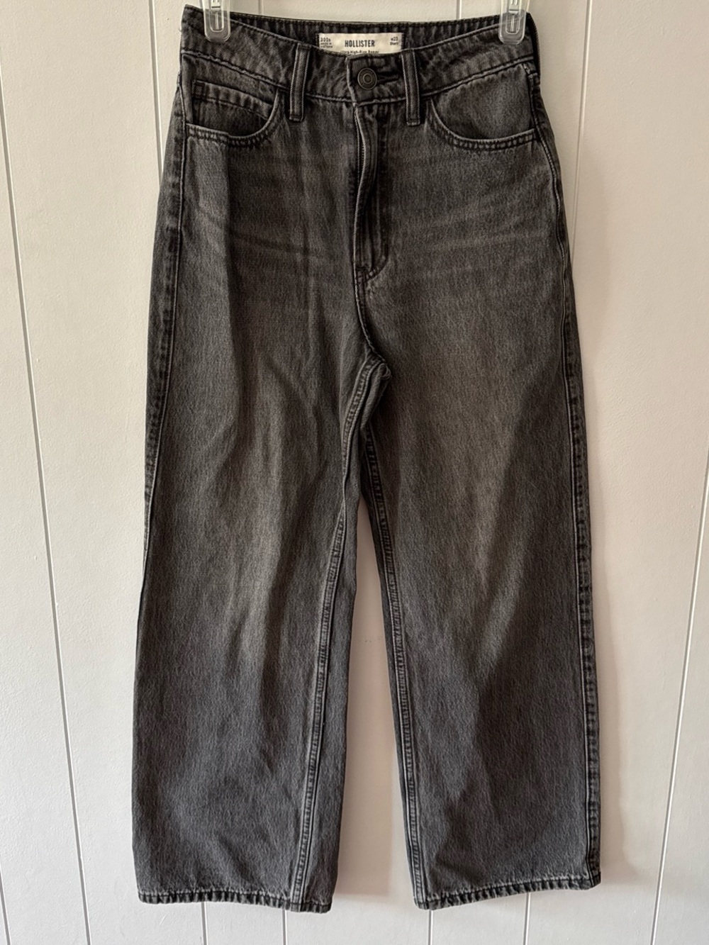 Hollister Women's Straight Jeans in Washed Charcoal